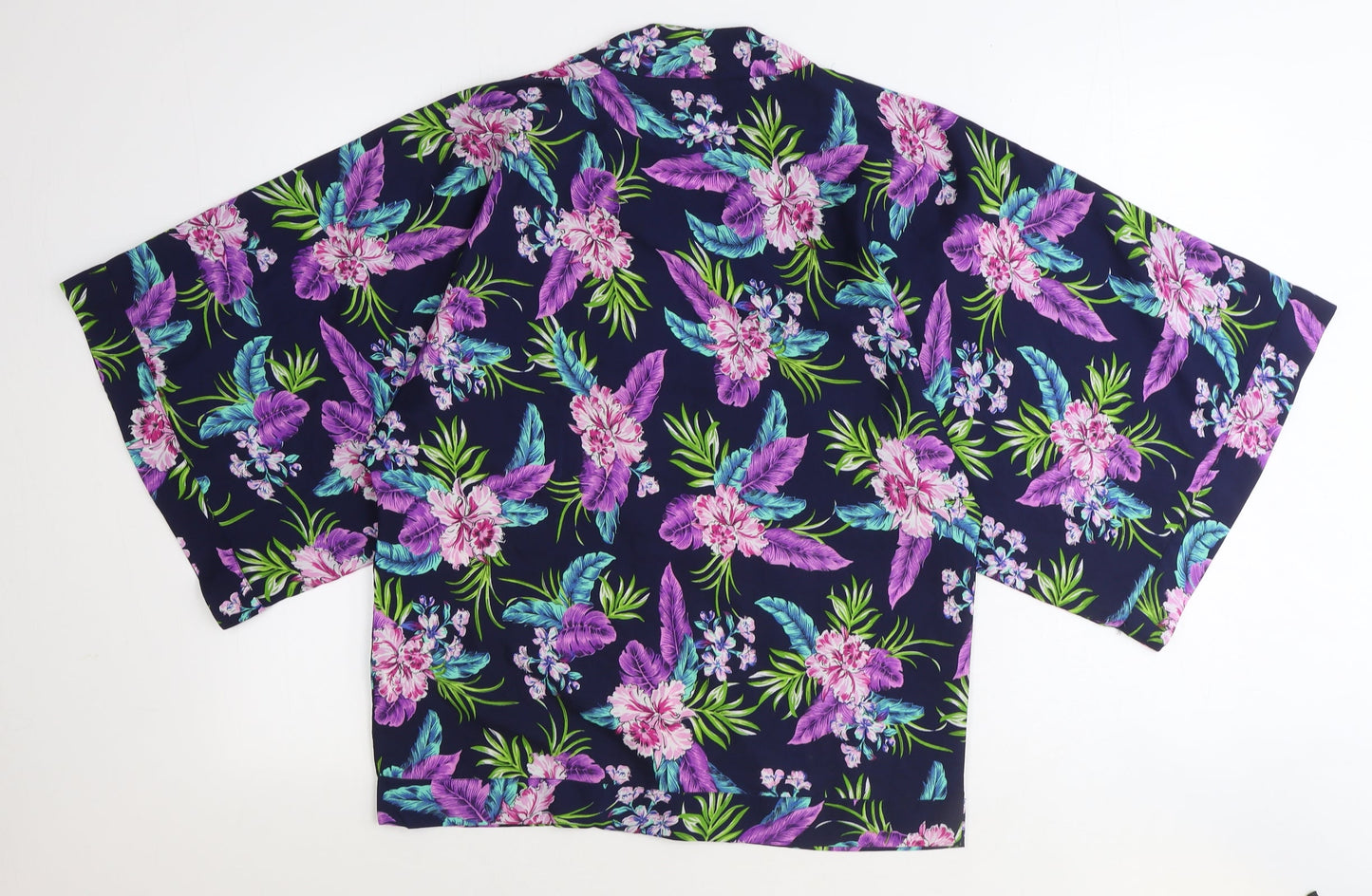 Womens UK Size 8 New Look Blue Kimono Blouse