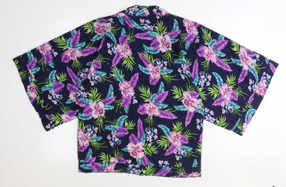 Womens UK Size 8 New Look Blue Kimono Blouse