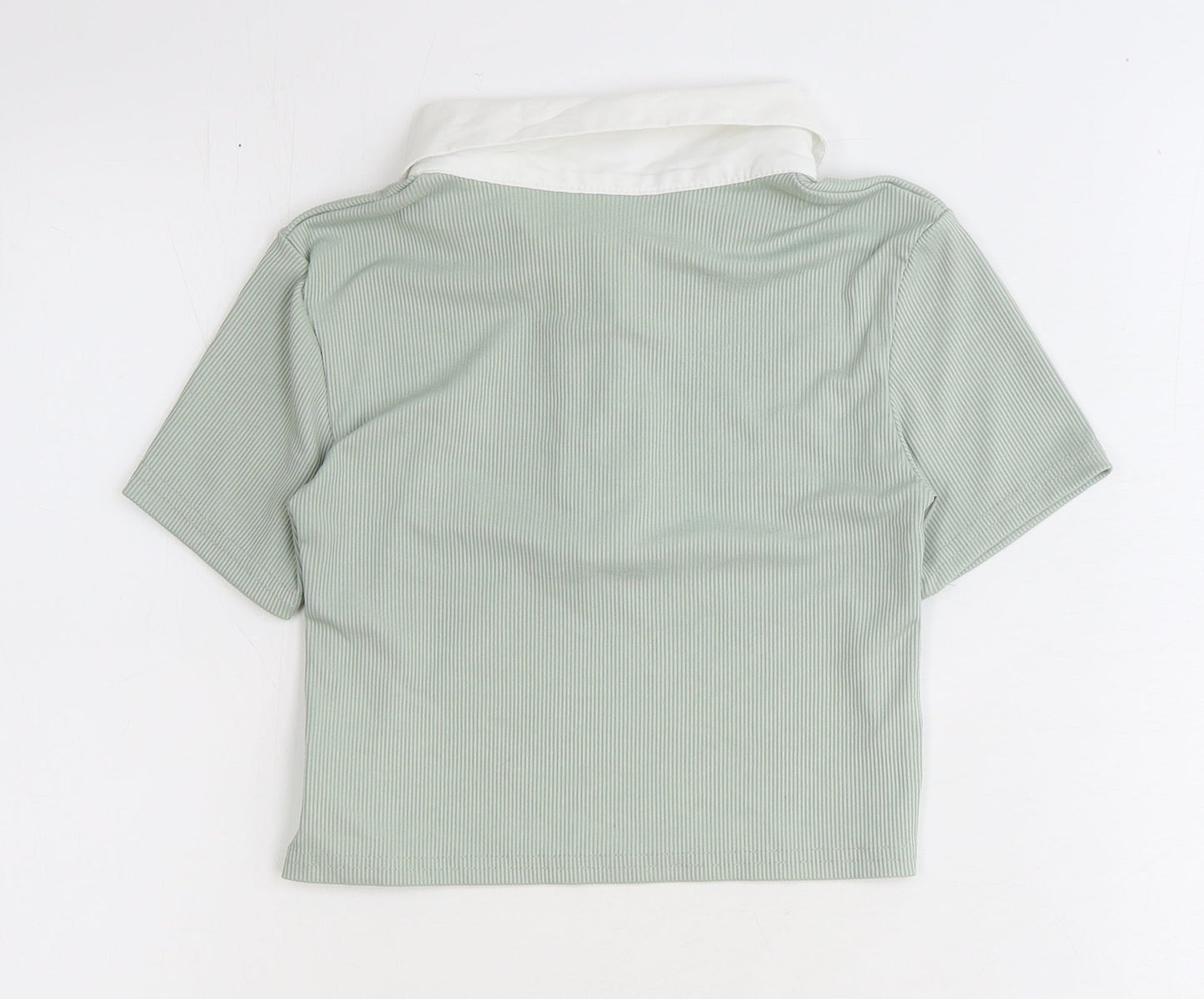 SheIn Womens Green Polyester Cropped Polo Size XS Collared