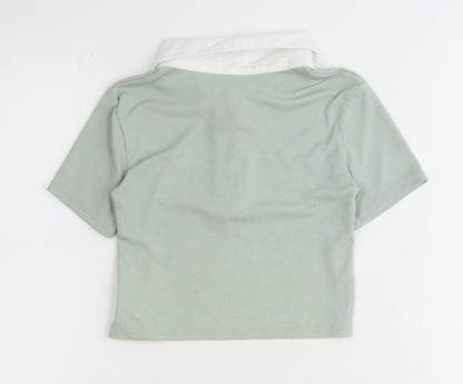 SheIn Womens Green Polyester Cropped Polo Size XS Collared