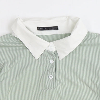 SheIn Womens Green Polyester Cropped Polo Size XS Collared