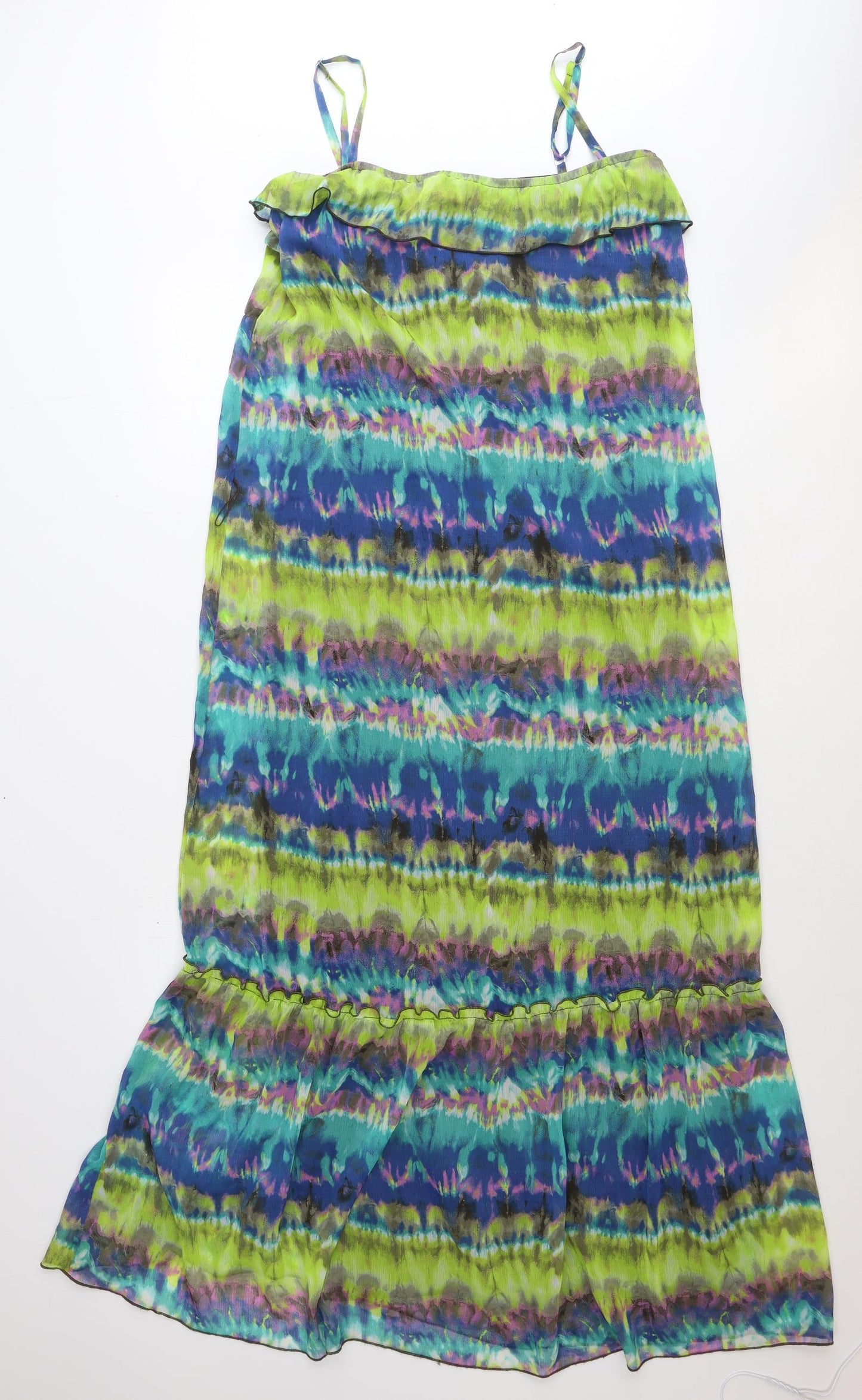 BCX Womens Multicoloured Geometric Polyester Maxi Size L Square Neck Pullover