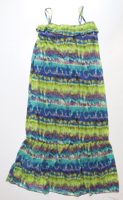 BCX Womens Multicoloured Geometric Polyester Maxi Size L Square Neck Pullover