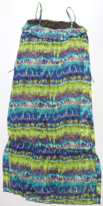 BCX Womens Multicoloured Geometric Polyester Maxi Size L Square Neck Pullover