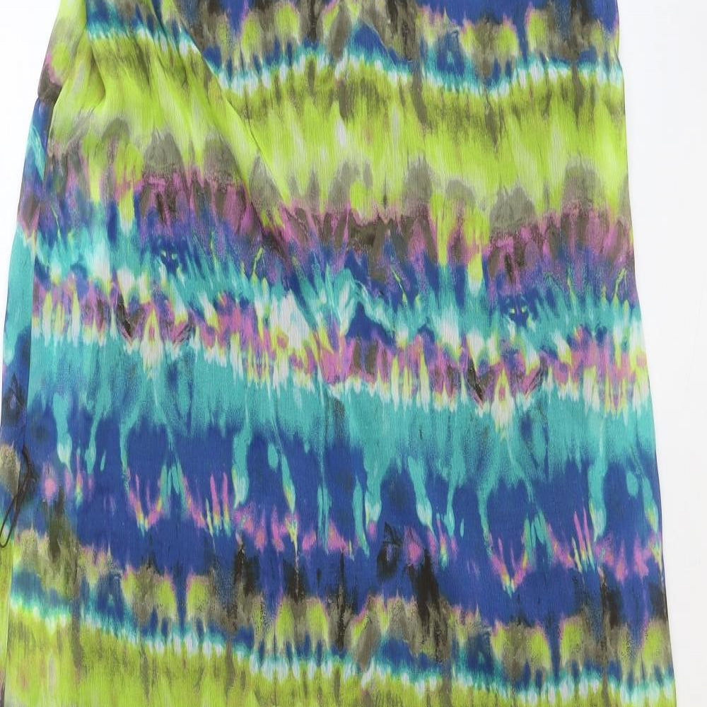 BCX Womens Multicoloured Geometric Polyester Maxi Size L Square Neck Pullover