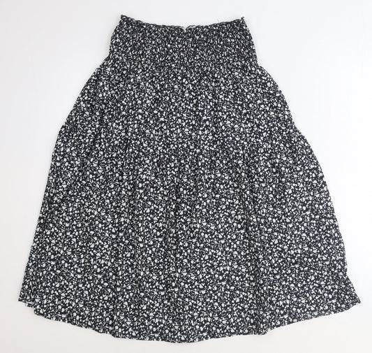 SheIn Womens Black Floral Polyester Peasant Skirt Size S