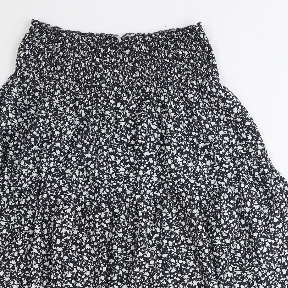 SheIn Womens Black Floral Polyester Peasant Skirt Size S