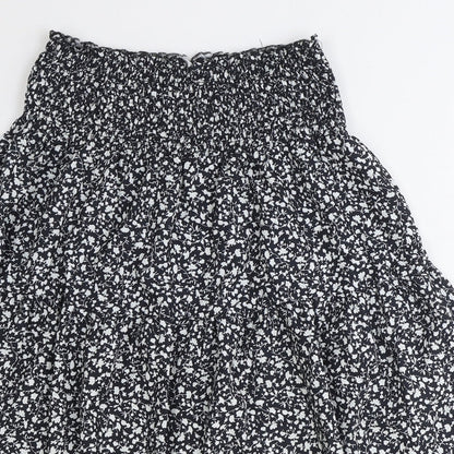SheIn Womens Black Floral Polyester Peasant Skirt Size S