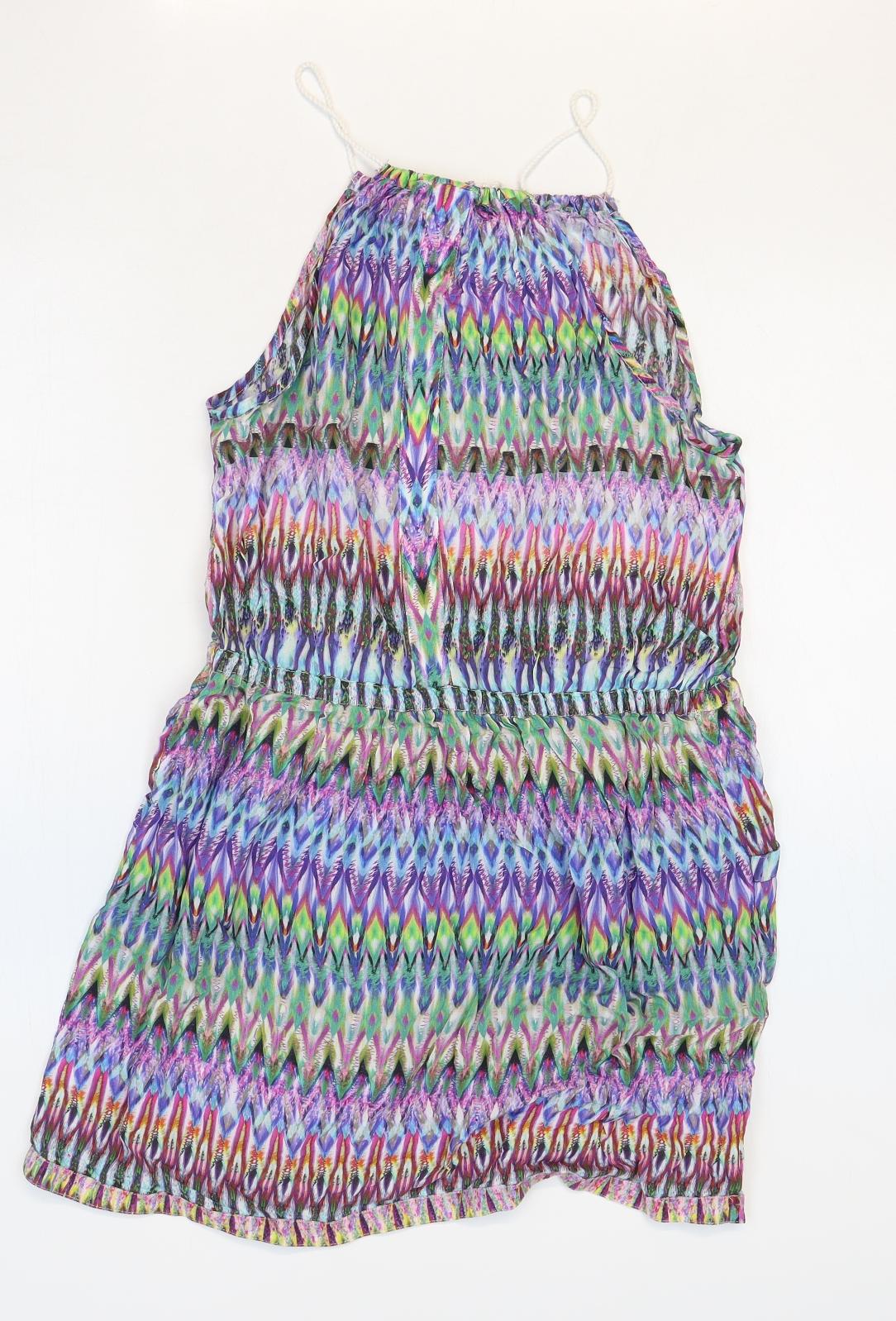 NEXT Womens Multicoloured Geometric Viscose Mini Size 8 Square Neck Tie