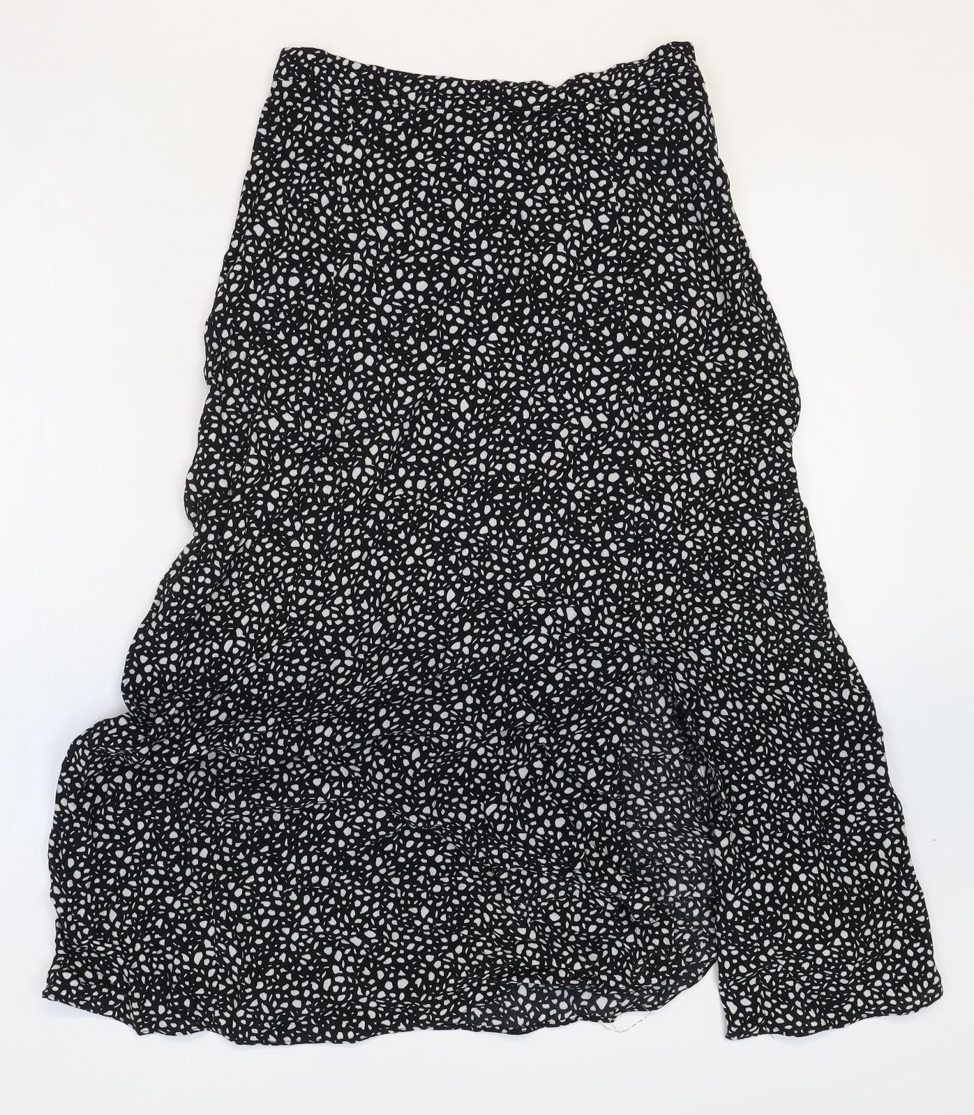 Ro&Zo Womens Black Geometric Viscose Peasant Skirt Size 6 Zip