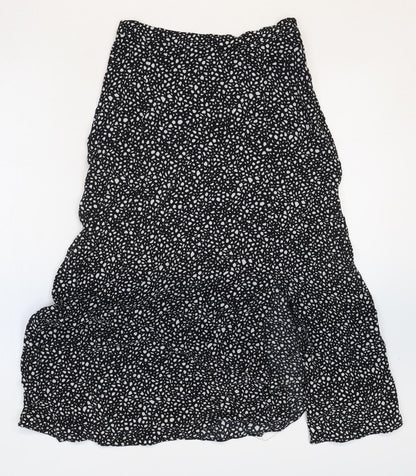 Ro&Zo Womens Black Geometric Viscose Peasant Skirt Size 6 Zip