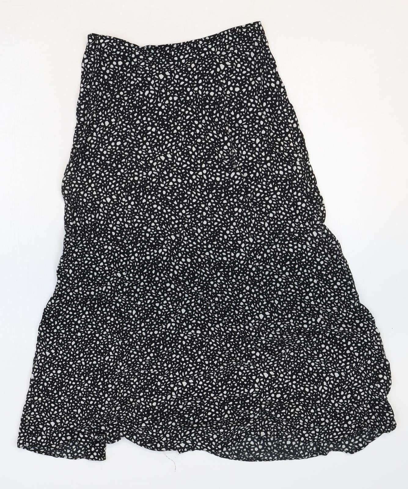 Ro&Zo Womens Black Geometric Viscose Peasant Skirt Size 6 Zip