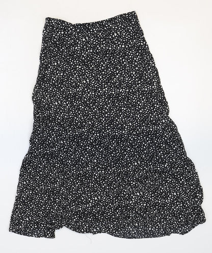Ro&Zo Womens Black Geometric Viscose Peasant Skirt Size 6 Zip