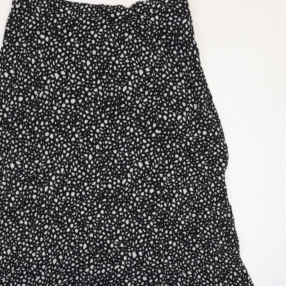 Ro&Zo Womens Black Geometric Viscose Peasant Skirt Size 6 Zip
