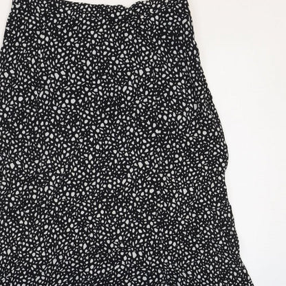Ro&Zo Womens Black Geometric Viscose Peasant Skirt Size 6 Zip