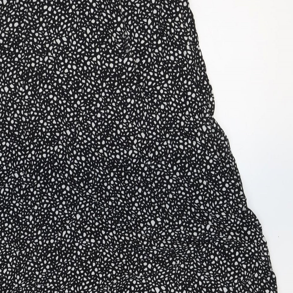 Ro&Zo Womens Black Geometric Viscose Peasant Skirt Size 6 Zip