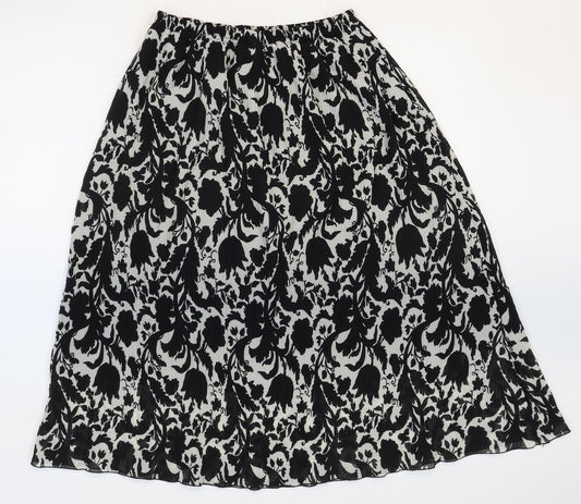 Line collection Womens Black Floral Polyester Swing Skirt Size S