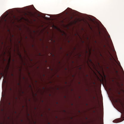 Old Navy Womens Purple Polka Dot Cotton Sheath Size M Round Neck Button