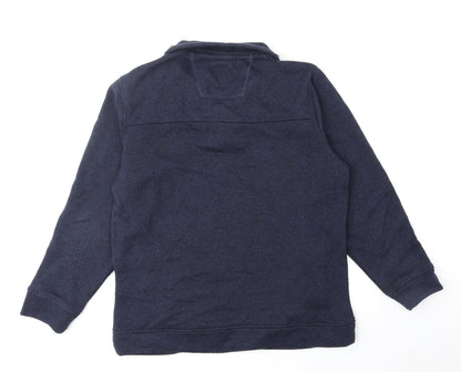 Maine Mens Blue High Neck Polyester Henley Jumper Size M Long Sleeve