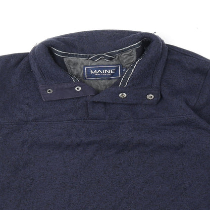 Maine Mens Blue High Neck Polyester Henley Jumper Size M Long Sleeve