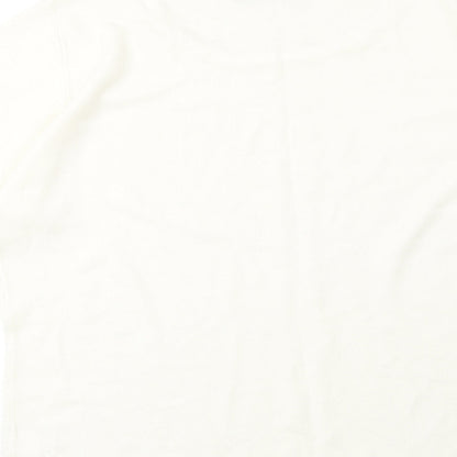 Editions Womens Ivory Acrylic Basic T-Shirt Size 14 Round Neck