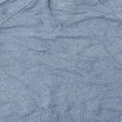 Marks and Spencer Mens Blue Round Neck Cotton Pullover Jumper Size L Long Sleeve