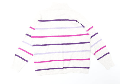 TU Womens Purple Mock Neck Striped Acrylic Pullover Jumper Size 12
