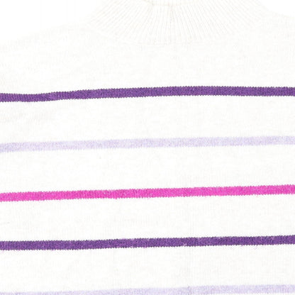 TU Womens Purple Mock Neck Striped Acrylic Pullover Jumper Size 12
