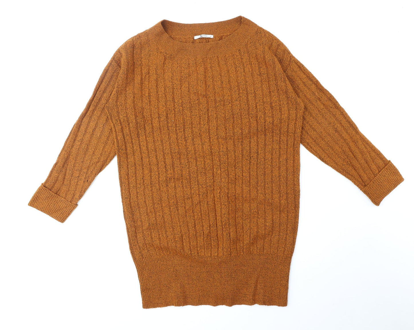 TU Womens Orange Round Neck Polyester Pullover Jumper Size S