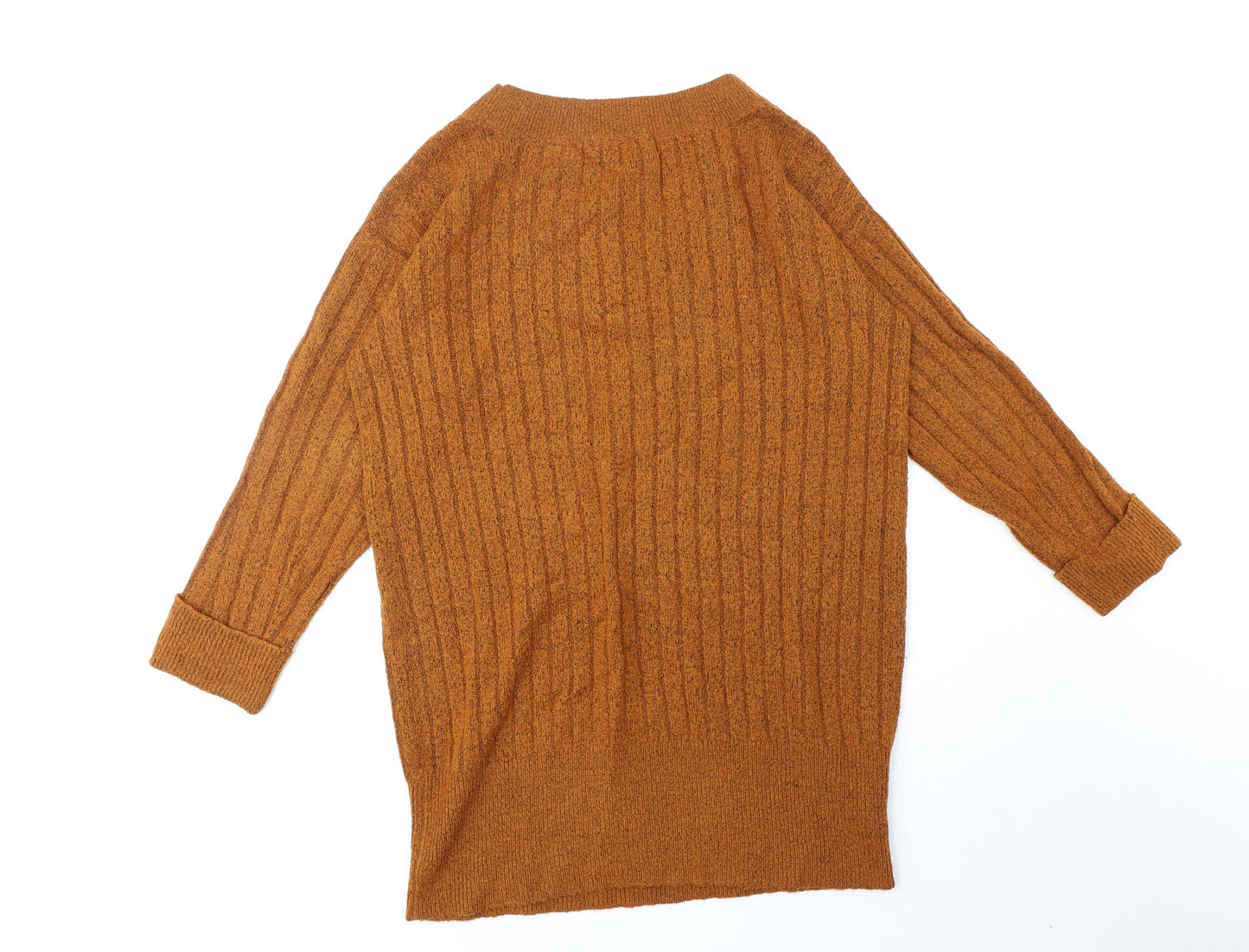 TU Womens Orange Round Neck Polyester Pullover Jumper Size S