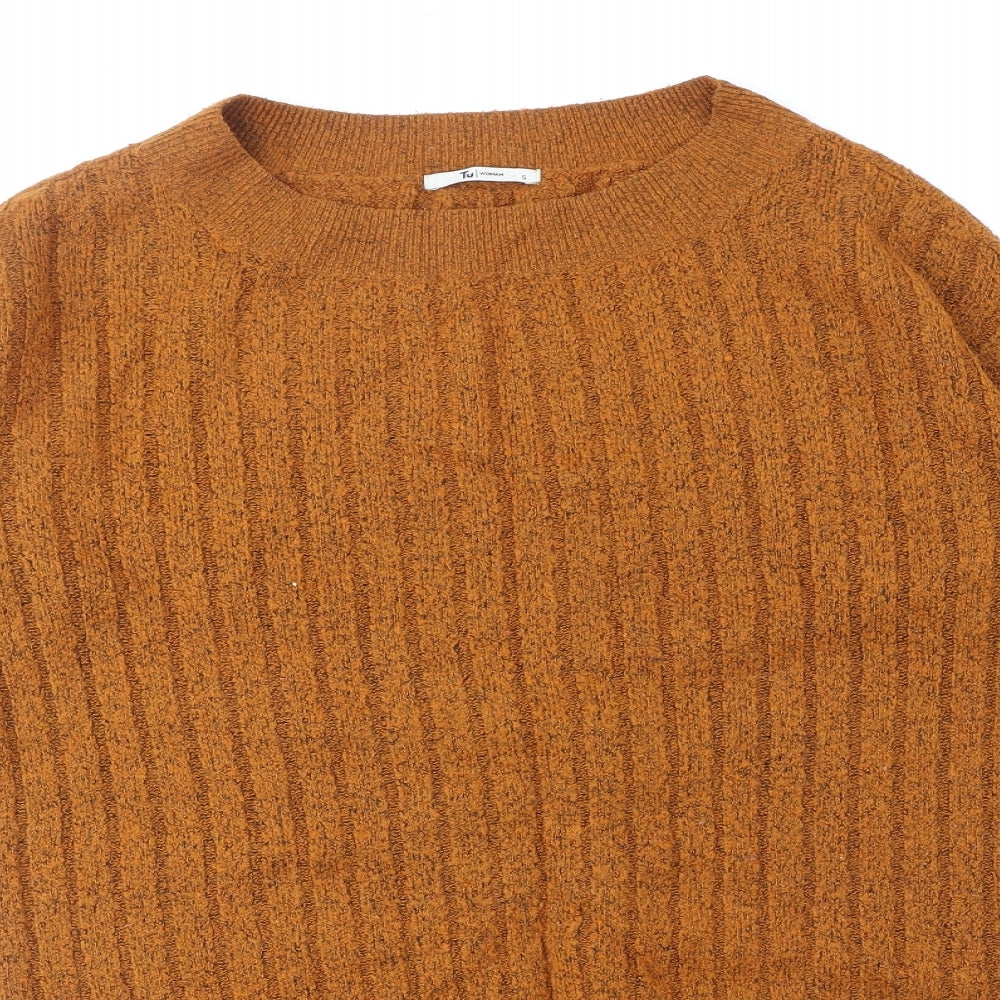 TU Womens Orange Round Neck Polyester Pullover Jumper Size S