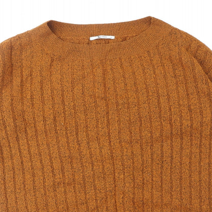 TU Womens Orange Round Neck Polyester Pullover Jumper Size S