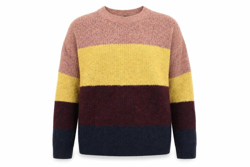 New Look Womens Multicoloured Round Neck Striped Acrylic Pullover Jumper Size S