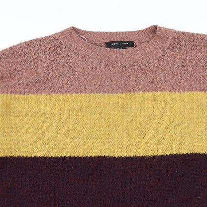 New Look Womens Multicoloured Round Neck Striped Acrylic Pullover Jumper Size S
