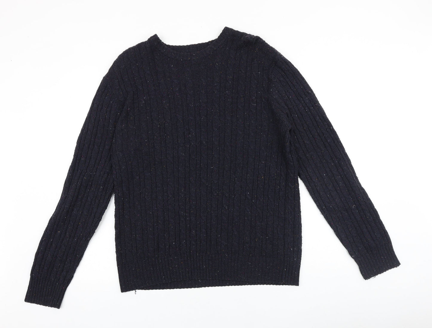 George Mens Blue Round Neck Acrylic Pullover Jumper Size M Long Sleeve