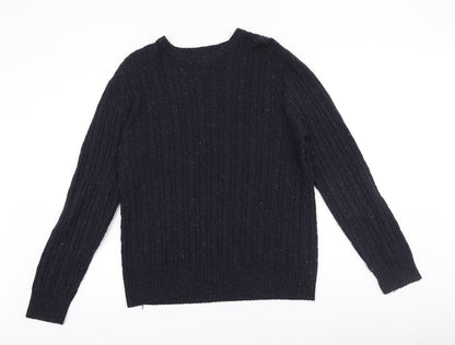 George Mens Blue Round Neck Acrylic Pullover Jumper Size M Long Sleeve