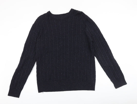 George Mens Blue Round Neck Acrylic Pullover Jumper Size M Long Sleeve