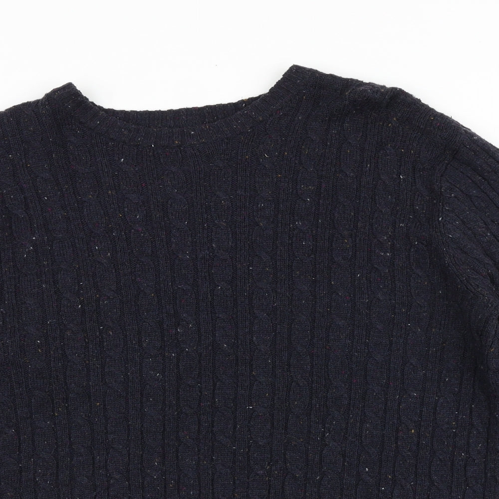 George Mens Blue Round Neck Acrylic Pullover Jumper Size M Long Sleeve