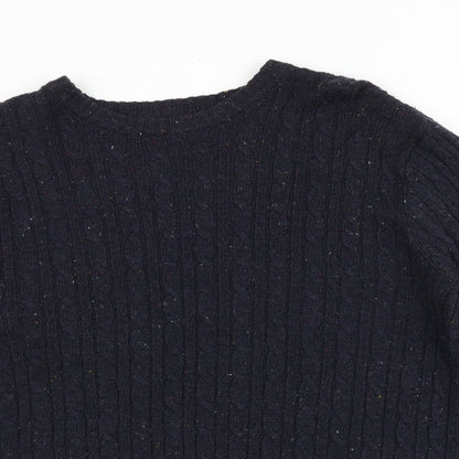 George Mens Blue Round Neck Acrylic Pullover Jumper Size M Long Sleeve