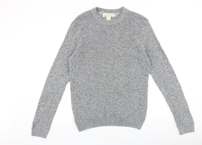 H&M Mens Grey Round Neck Acrylic Pullover Jumper Size M Long Sleeve