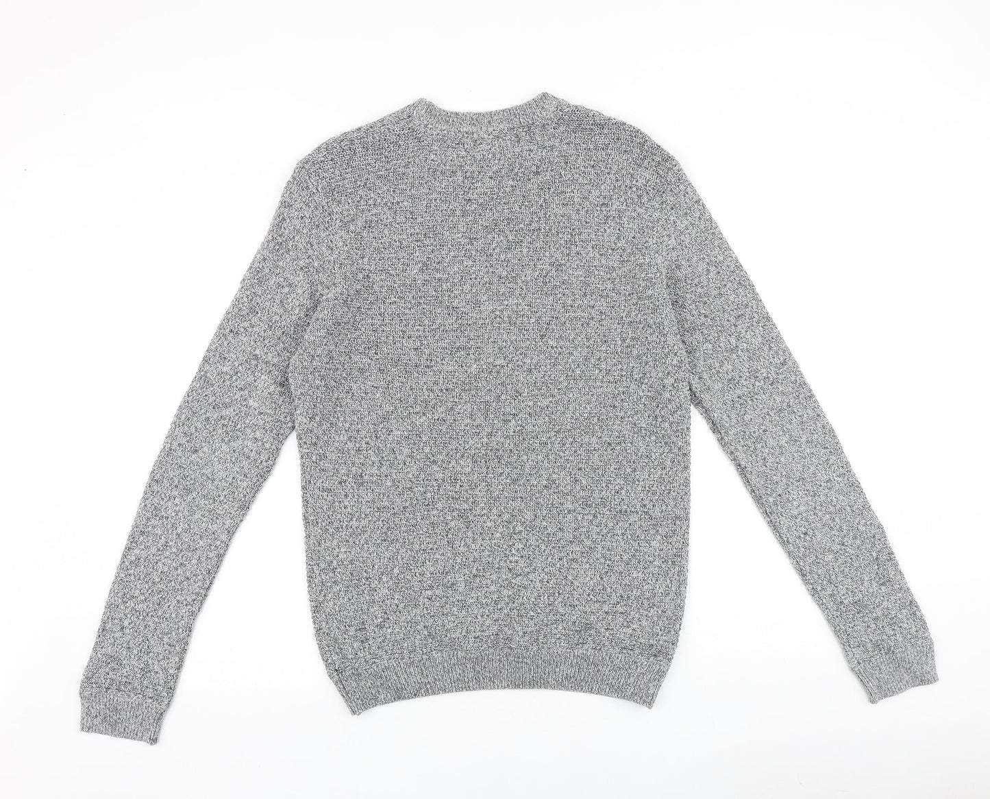 H&M Mens Grey Round Neck Acrylic Pullover Jumper Size M Long Sleeve