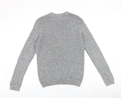 H&M Mens Grey Round Neck Acrylic Pullover Jumper Size M Long Sleeve