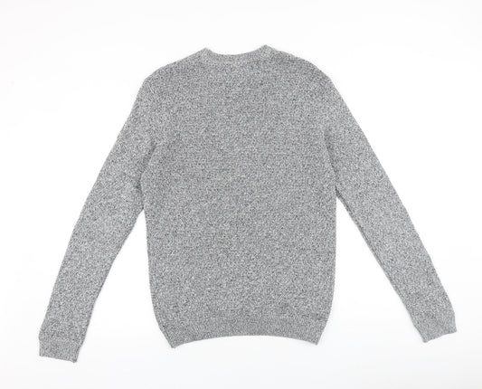 H&M Mens Grey Round Neck Acrylic Pullover Jumper Size M Long Sleeve