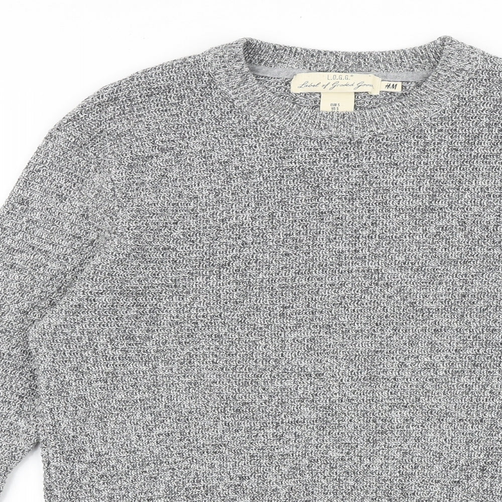 H&M Mens Grey Round Neck Acrylic Pullover Jumper Size M Long Sleeve