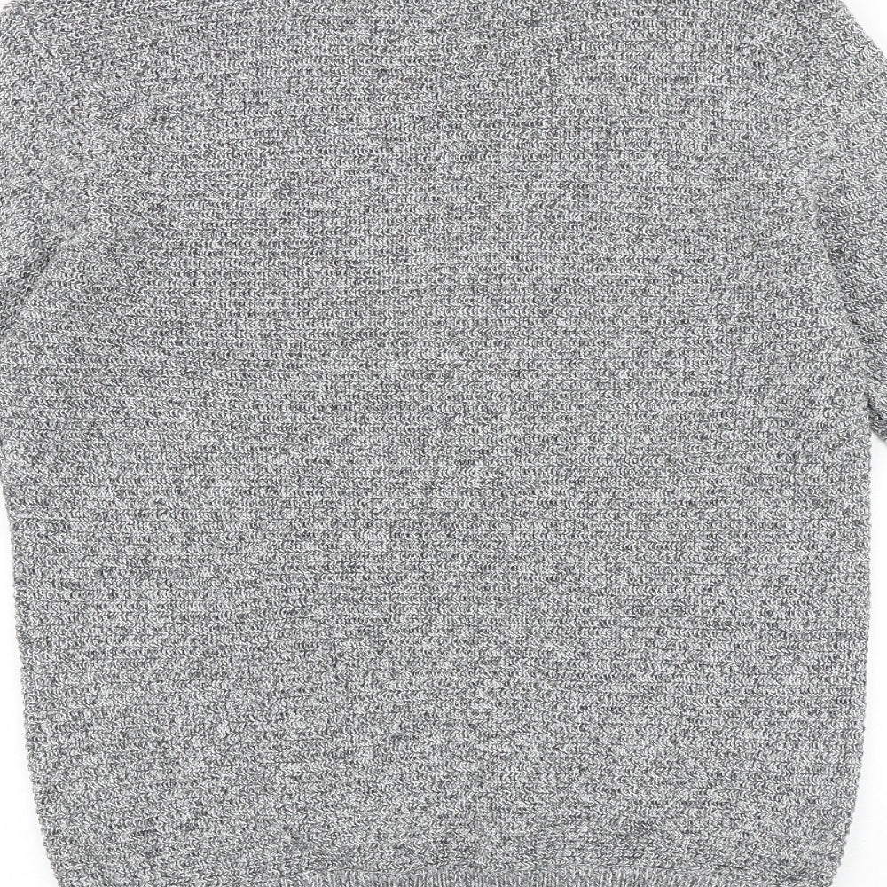 H&M Mens Grey Round Neck Acrylic Pullover Jumper Size M Long Sleeve