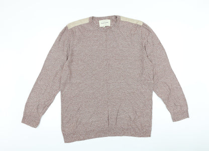 River Island Mens Red Round Neck Cotton Pullover Jumper Size L Long Sleeve