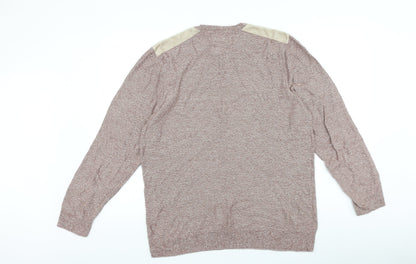 River Island Mens Red Round Neck Cotton Pullover Jumper Size L Long Sleeve