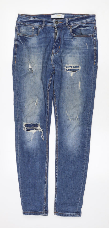 LFTDNM Womens Blue Cotton Skinny Jeans Size 12 Regular Zip