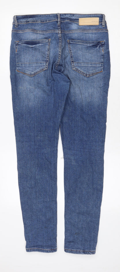 LFTDNM Womens Blue Cotton Skinny Jeans Size 12 Regular Zip