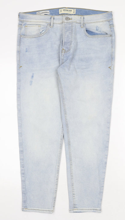 Denim & Co. Womens Blue Cotton Skinny Jeans Size 34 in Slim Zip